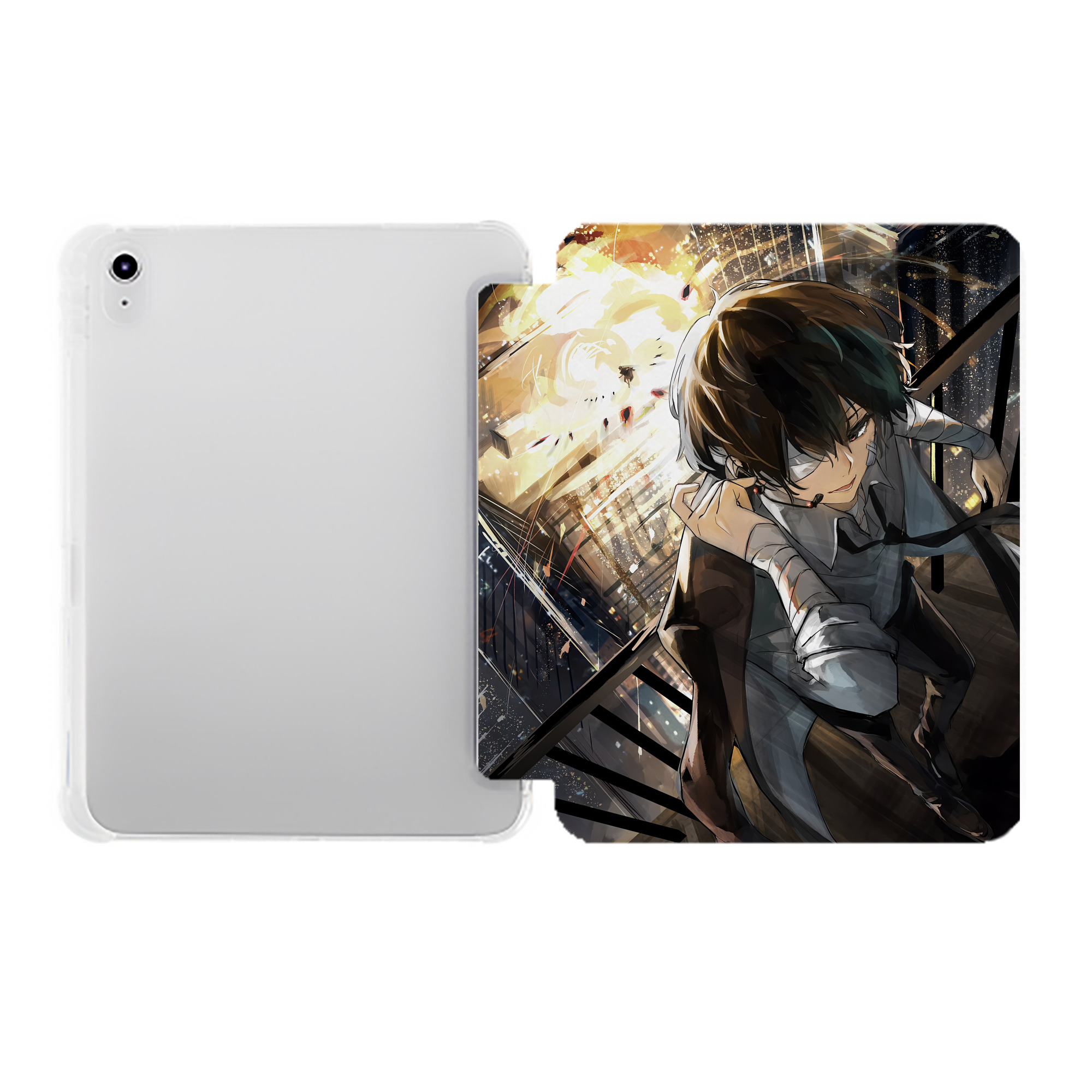 （画像用） 文豪ストレイドッグス Bungo Stray Dogs IPad ケース ペン収納付き 三つ折りスタンド PUレザー×シリコン 対応機種9.5/10.5/10.9インチ